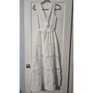 Fashion Nova 100% Cotton Rubina Poplin White Maxi Dress Size Small NWT Easter